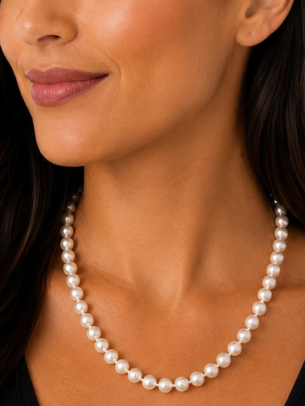 💎 Classic Ivory Faux Pearl Beaded Necklace Gold Tone Clasp Timeless Jewelry